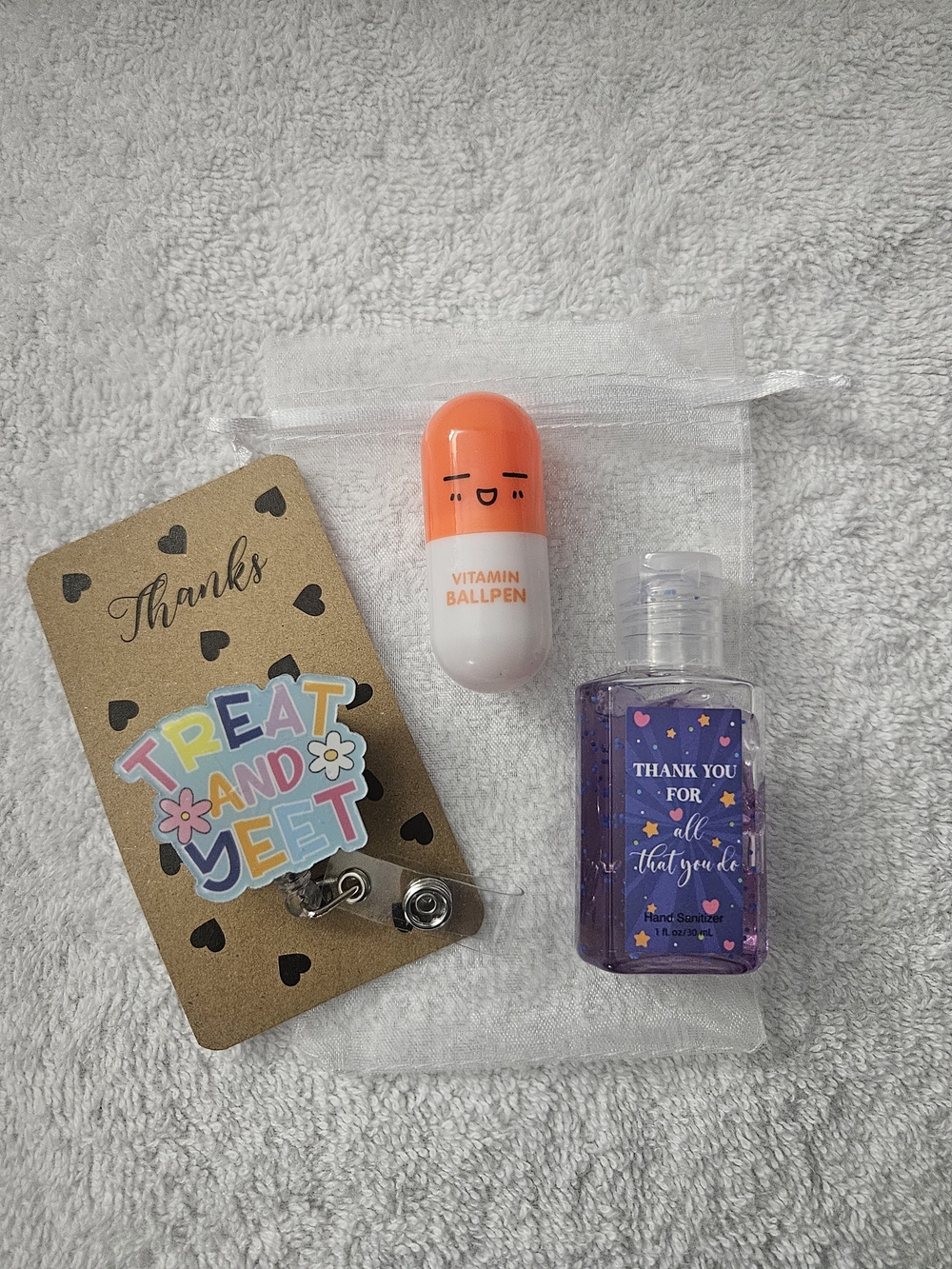 ER Nurse Appreciation Gift Set Treat And Yeet Badge Reel Capsule Pen Sanitizer